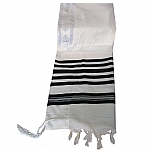 Traditional Wool Tallit in Black and White Stripes